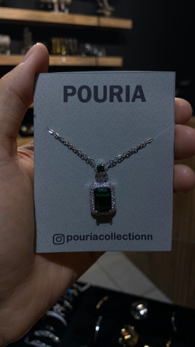 گردنبند زنانه طرح باگتی سبز درشت